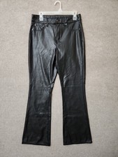 American Eagle Faux Leather Kick Boot Cut Pants Womens 10 Black Stretch