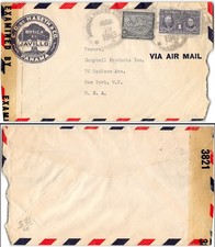 Censored, 1943 Air Mail CG de Haseth & CO Botica el Javillo to Campbell Products