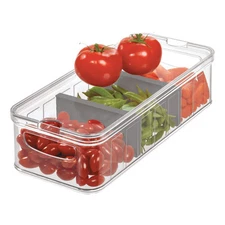 iDesign Large Divided Produce Storage Container BPA Free Gray Kitchen Organizer