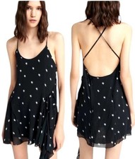 Re/Done Dress Women Large Black Silk Star Print Criss Cross Back The 80s Mini