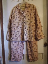 Big BOYS PJ SALVAGE 2 Pc Flannel PAJAMA PJ Set XL Beige Retro Cowboys GUC CHILL