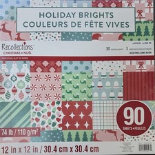 Recollections Paper Pad 12x12 HOLIDAY BRIGHTS Scrapbook 90 Sheets Quick Ship