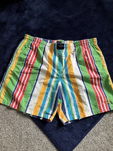 PAUL & SHARK Herren Badeshorts XL Regenbogen gestreift Polyester