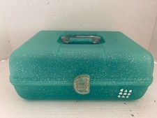 CABOODLES Vintage Jellies Organizer Vanity Teal Blue Glitter Makeup Case 2762