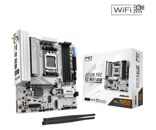 ASRock B850M Pro RS WiFi White AMD Ryzen 9000-7000 AM5 MicroATX DDR5 Motherboard