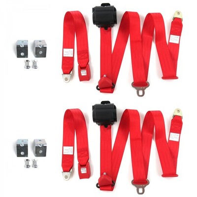  B Truck 1948-1953 Standard 3pt Red Seat Kit w/Brackets-2 Belts