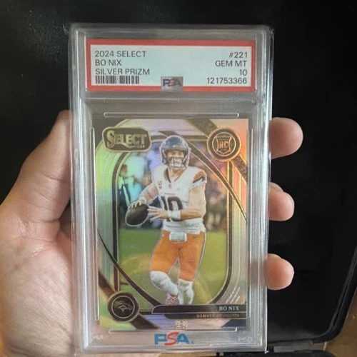 2024 Panini Select Club Level Bo Nix #221 Silver Prizm PSA 10 Broncos Rookie