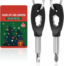 Stocking Stuffers for Men,  6-In-1 Keychain Screwdriver Bit with Flathead and Ph
