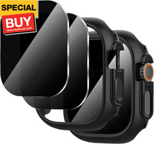 2 2-Pack for Apple Watch Ultra 3/2/1 49Mm Case  Privacy Tempered Glass Screen P