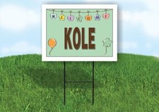 KOLE WELCOME BABY GREEN 18 in x 24 in Yard Sign Road Sign with Stand