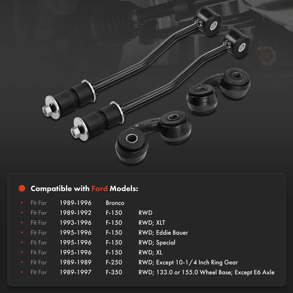 4x Barra estabilizadora delantera y trasera eslabón de extremo para Ford Bronco 1989-1996 F150 F250 F350 Foto 2 de 4