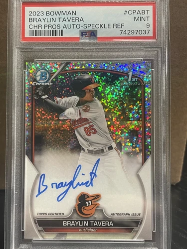 2023 Bowman Chrome Rookie Autograph Speckle Braylin Tavera RC Auto /299 PSA 9