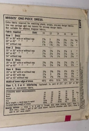 Simplicity 6492 Prinzessin genähtes A-Linien-Kleid Vintage Schnittmuster 34 Größe 14 gebraucht, in einwandfreiem Zustand - Bild 7 von 9