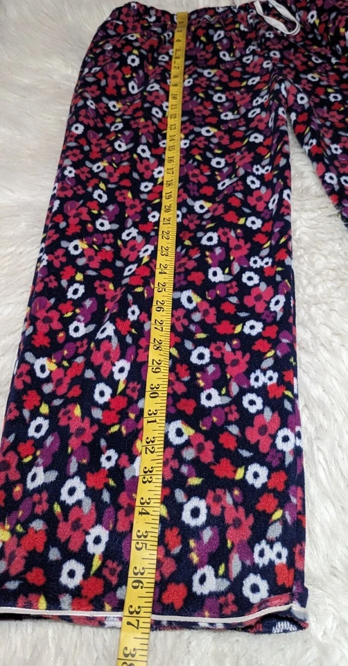 Conjunto de pijama de 2 piezas de lana ELLEN TRACY talla XL azul marino rojo bolsillos florales para mujer  Foto 4 de 4