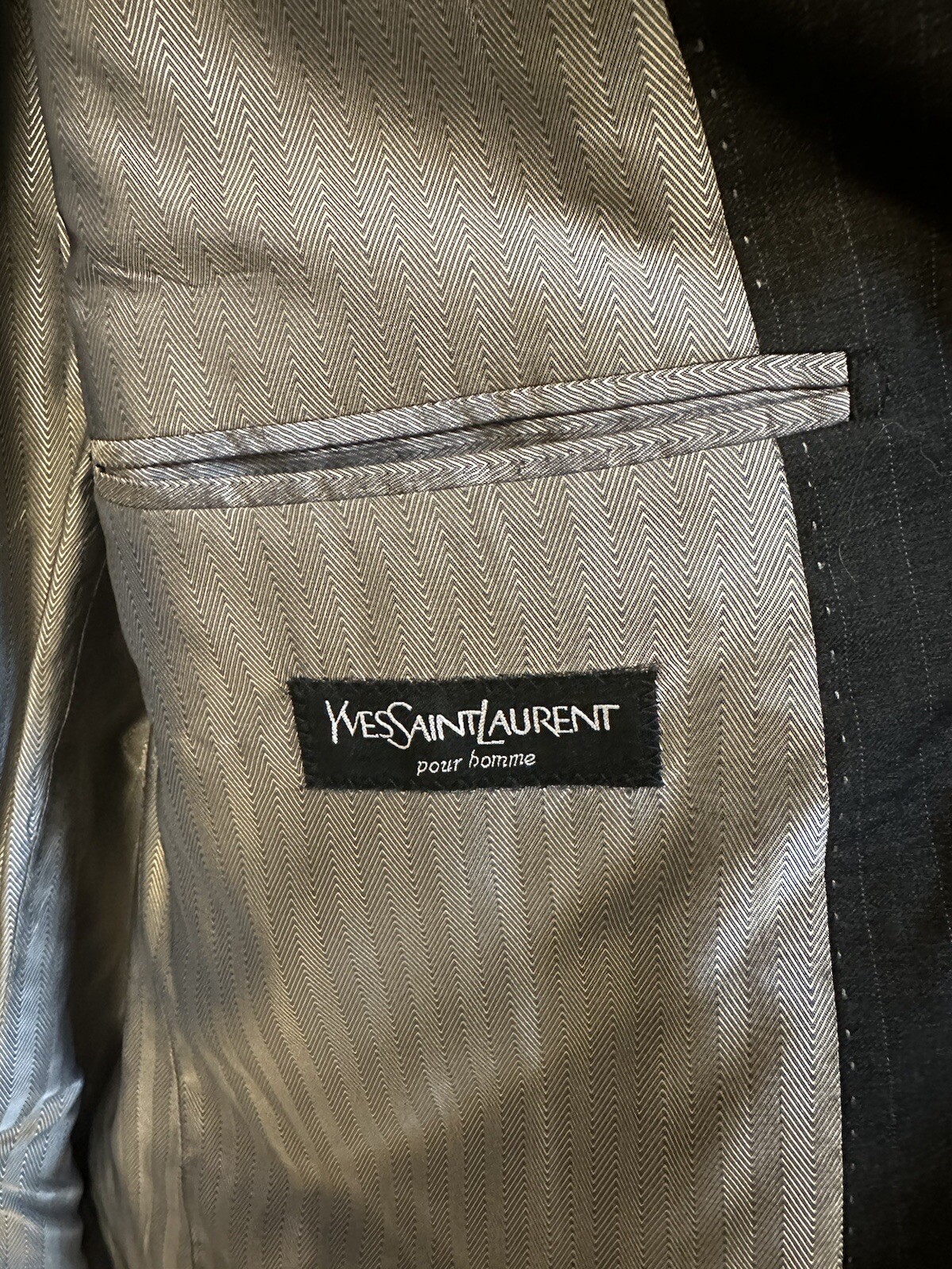 Giacca blazer Yves Saint Laurent uomo grigio a righe vintage tuta di design di fascia alta