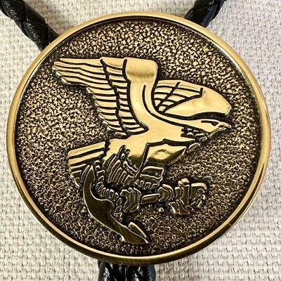 Stunning Western Gold Eagle & Anchor Bolo Tie Vintage