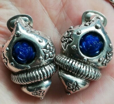 Boucles D'oreilles Clips Vintage Plaqué Argent - Doré, Fermoir Clip, Matière Verre - Occasion Sans Marque