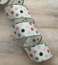 5 YARDS Of MULTICOLOR POLKADOTS WIRE RIBBON 1 1/2" Wide - SPRING / EVERYDAY