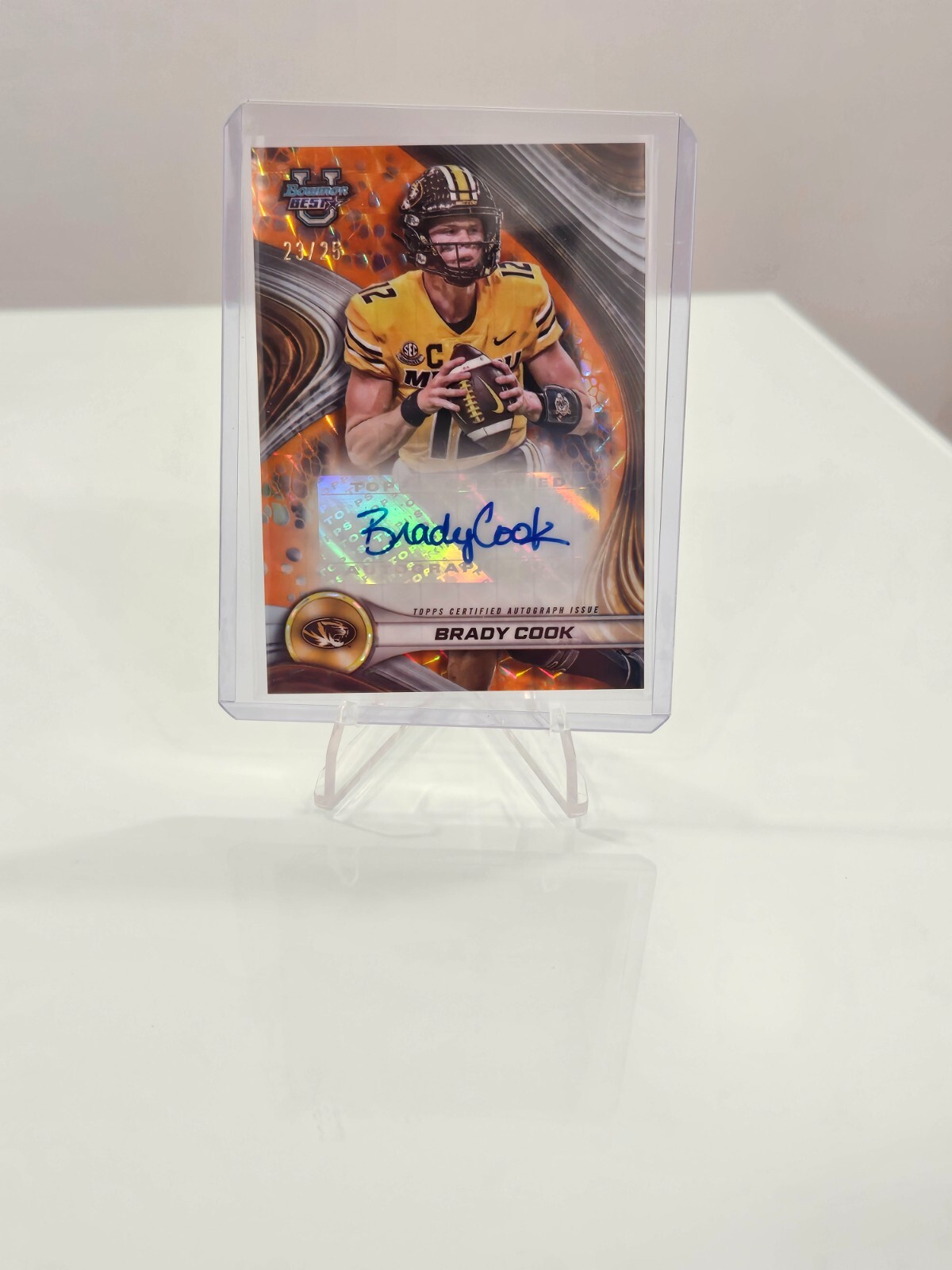 2024 Bowman Best University Brady Cook Orange Geometric Auto 23/25 Missouri SP
