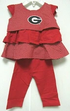 NCAA Georgia Bulldogs Polka Dot Ruffled Shirt Pants 2 pieces Two Feet Ahead #263