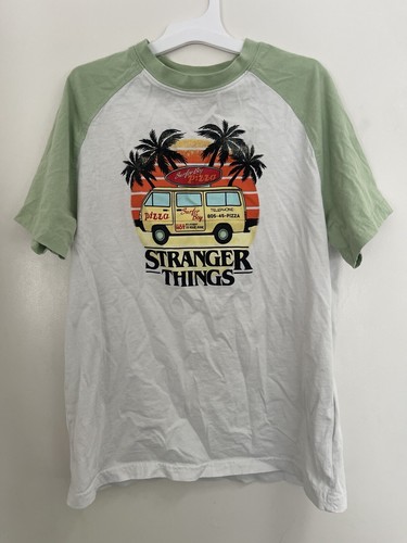 H&M Netflix Kids Boys Stranger Things Van Raglan Short Sleeve Shirt White 12/14