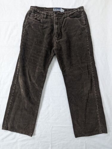 Vintage 00s Y2K Old Navy Mens Brown Corduroy Pants Wide Straight Leg 36x30 P2M - Picture 1 of 4