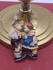 Brooch in celluloid boy and girl hand painted. Czech Slov. 40's to 50's.