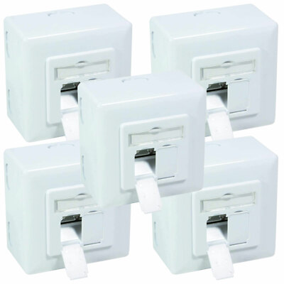 5x Netzwerkdose 2x RJ45 CAT.5 CAT.6 CAT.7 STP LSA geschirmt Aufputz Unterputz