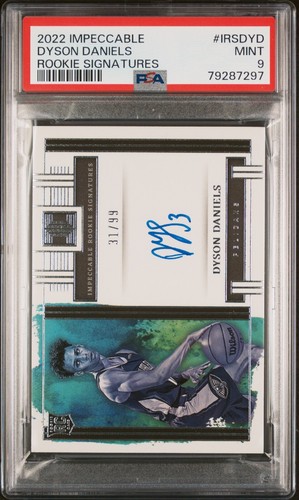 PSA 9 - DYSON DANIELS #/99 Auto - 2022 Impeccable Rookie Signatures ...