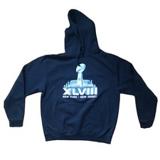 NFL Team Apparel Super Bowl 48 2014  Hoodie Mens Size L Navy Blue