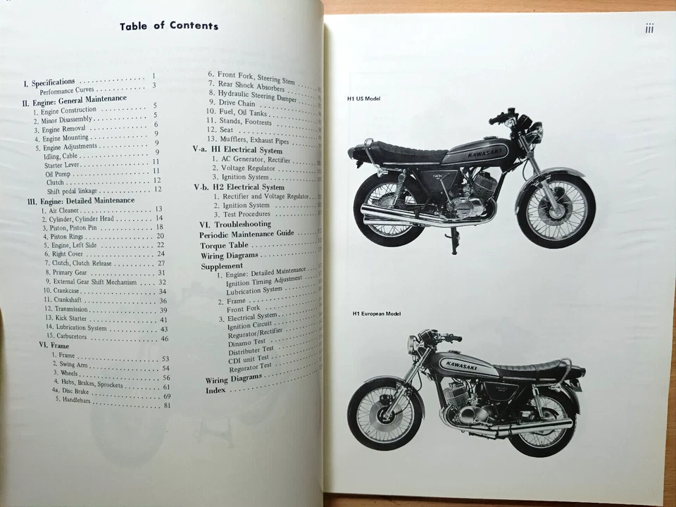 KAWASAKI  H1, KH500, H2 Tripple 1969-77  ORIGINAL Shop Manual, Werkstatthandbuch - Bild 3 von 4