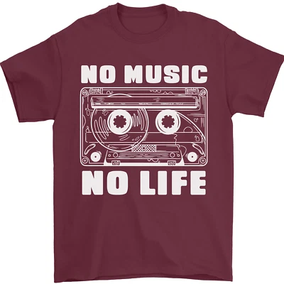 Pas De Musique Pas De Vie T-Shirt Rétro Audio Cassette Pour Homme 100% Coton - Photo 1/4