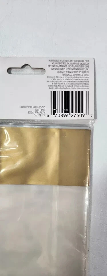 Pack de 30 bolsas de golosinas de fiesta Wilton transparentes con doradas con corbatas Foto 2 de 4