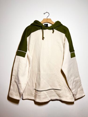 Freshjive NEW Cream/Olive Green Hoodie Sweatshirt Pullover Size L Kangaroo Pkt - Picture 1 of 7