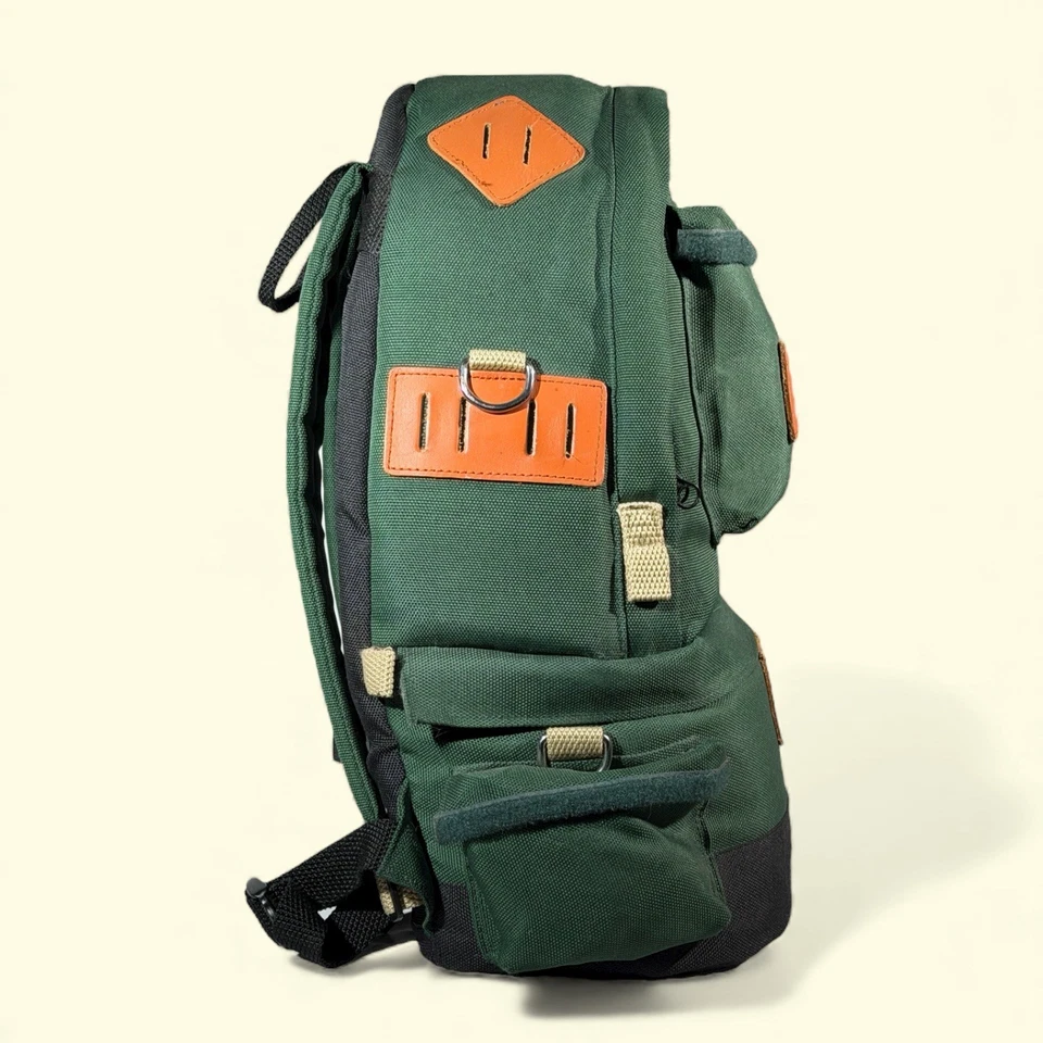 Canon Camera Professional Backpack Canvas Green Leather Travel Padded Vintage  - Image 3 of 4