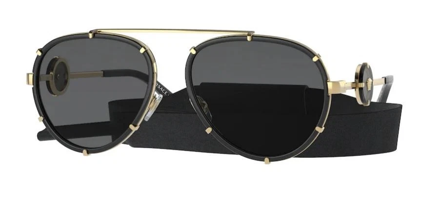 VERSACE VE2232 143887 Black Dark Grey 61 mm Women's Sunglasses