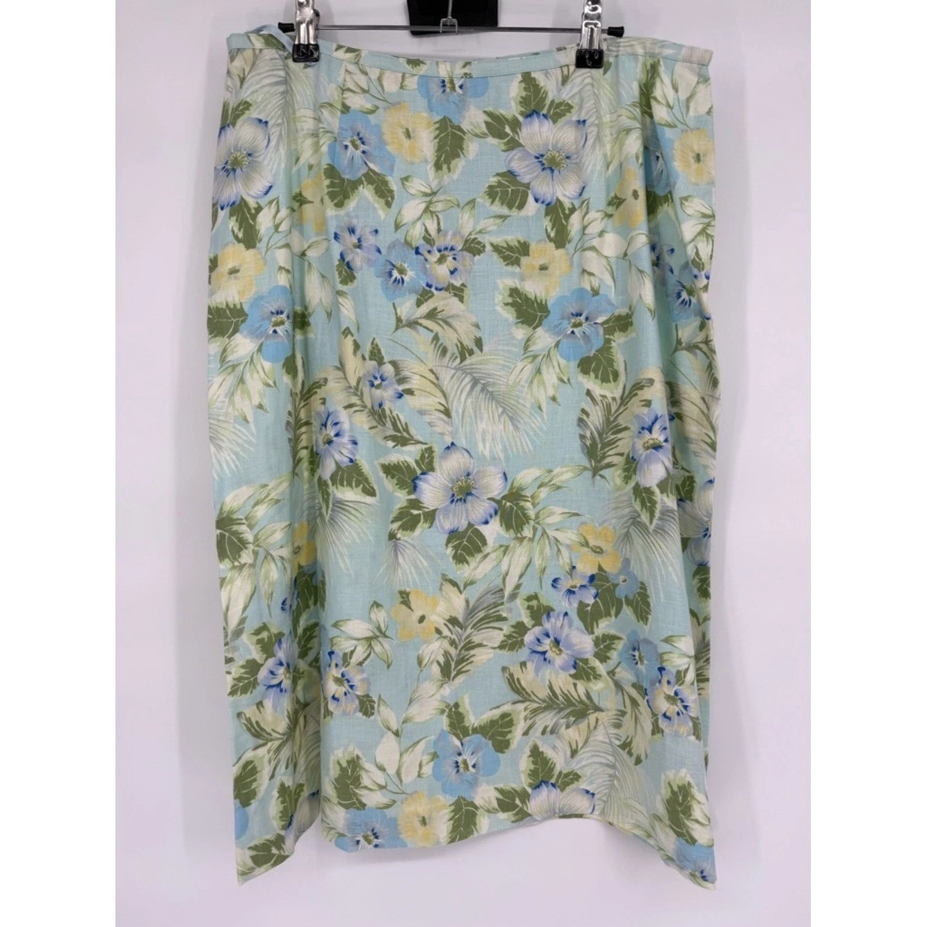 Talbots Tropical Floral Linen Midi Skirt Cottagecore Vacation Grandma Chic 16