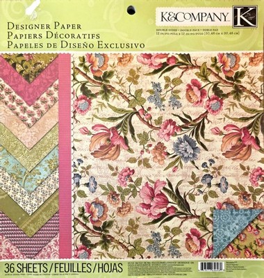 K&Company Double Sided Designer Merryweather 36 Sheets 12''x12'' Floral Pink Grn