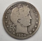 《Silver》1906o USA BARBER QUARTER -- .1808 OZ of SILVER!!!