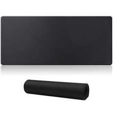 Extra Large Gaming Mat, Stitched Border, Desk Pad With Non Slip Rubber, Black