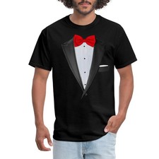 Tuxedo With Red Bow Tie Costume Men's T-Shirt