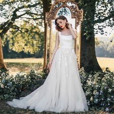 Square neckline strappy wedding dress wedding dress 32-60 buttons N.Measurement