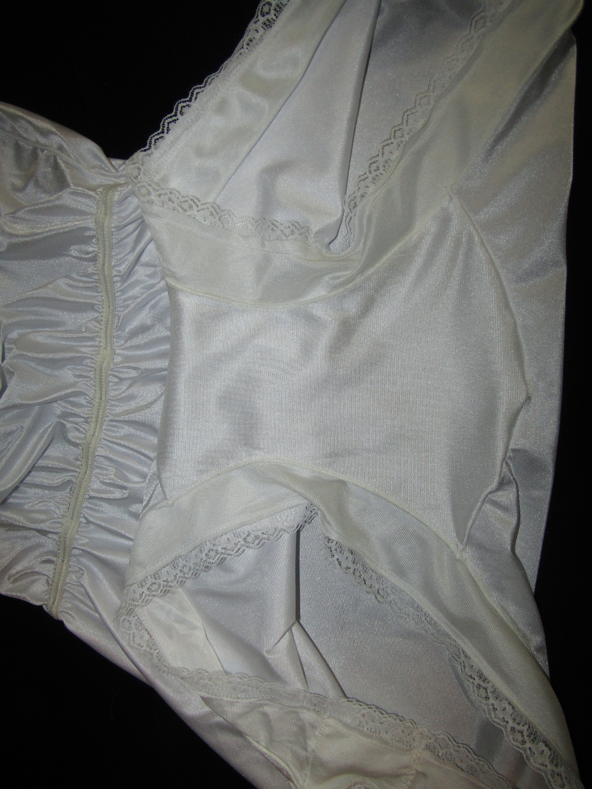 Custom Satin Nylon Teddy Romper Step in White lace Sz 42B 9 panty playsuit