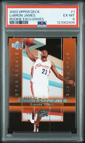 2003 Upper Deck Rookie Exclusives #1 Lebron James Star RC Card PSA 6