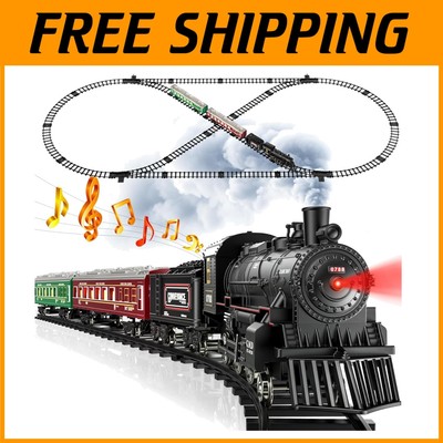 Alloy Train Set with Multiple Track Configurations, Lights & Sound for Ages 4-10
