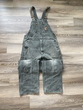 VTG Carhartt R06 MOS Moss Green Double Knee Bib Overalls Men  s 36x34 USA