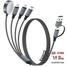 4-in-2 Multi Charging Cable for Apple Watch Charger/iPhone/Galaxy 1.2M 1-Black