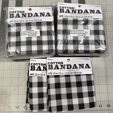 Bandana Black And White Buffalo Check Cotton 21 X 21  Darice Lot Of 14