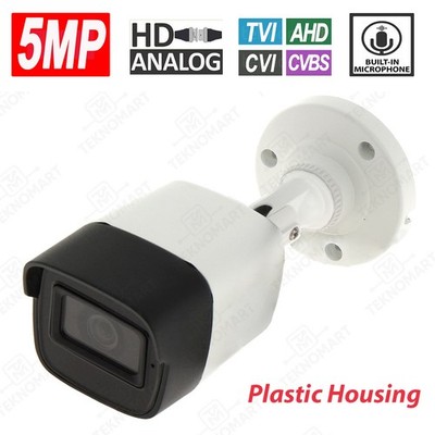 5MP CCTV HD Analog IR Outdoor Bullet Camera 2.8mm Lens with Built-In Mic-Plastic
