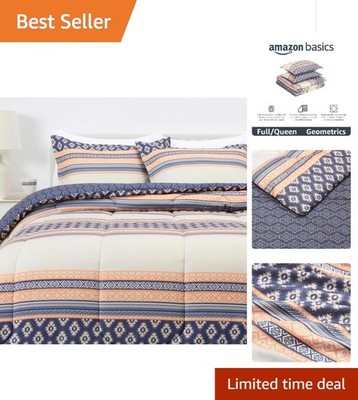 Lightweight Microfiber 3-Piece Comforter Set in Chic Geometrics - Full/Queen